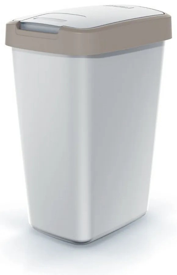 Szemeteskosár színes tetővel, 12 l, barna / szürke
