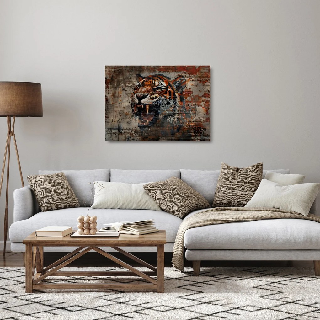 Üveg kép - Téglatigris (70x50 cm)