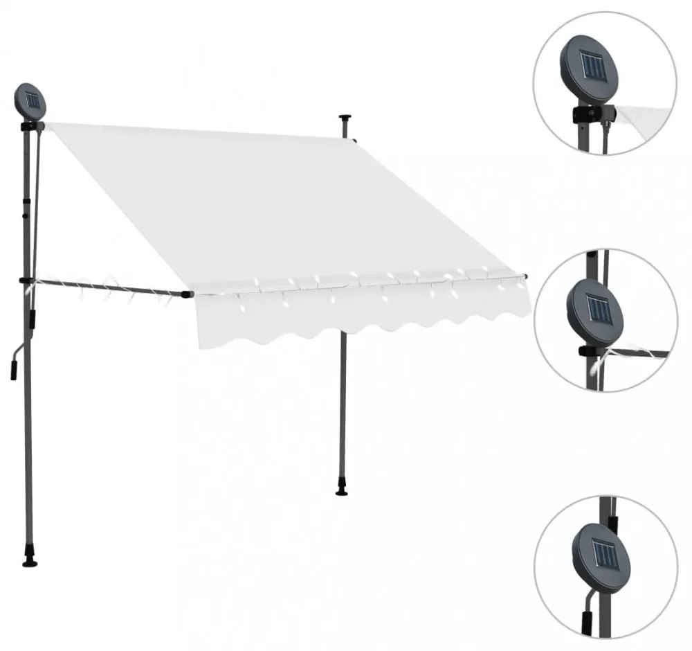krémszínű kézzel kihúzható LED-es napellenző 150 cm