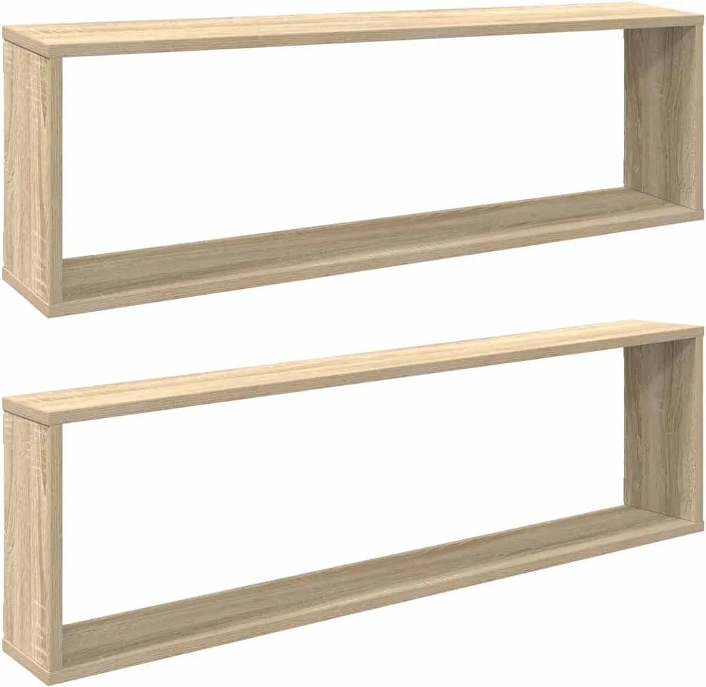 vidaXL 2 db sonoma tölgy színű szerelt fa fali polc 100 x 15 x 30 cm