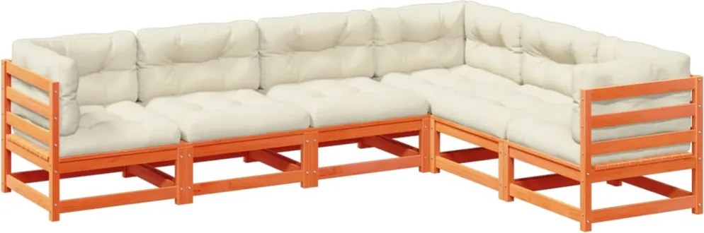 vidaXL 6 részes viaszbarna tömör fenyőfa kerti ülőgarnitúra párnákkal