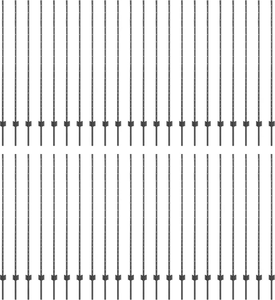 vidaXL Kerítésoszlop 44 pcs Szürke 200 cm Acél