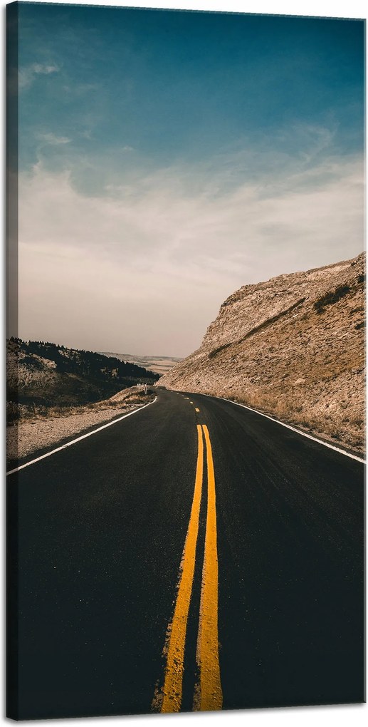 Vászonkép Természet Út sárga csíkok 40x80 cm