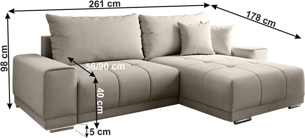 Univerzális ülőgarnitúra, szürkésbézs Taupe, KEVAN