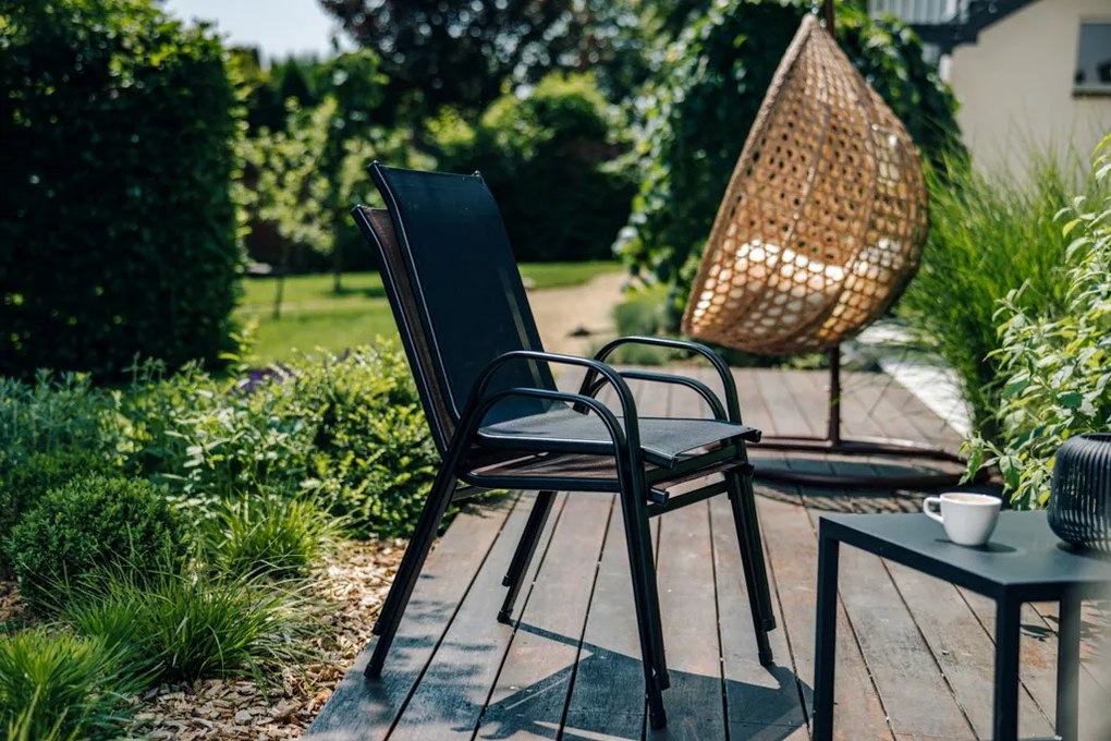 AKCIÓ Kerti székek TAVERNO szett 2db szürke/fekete II. minőség