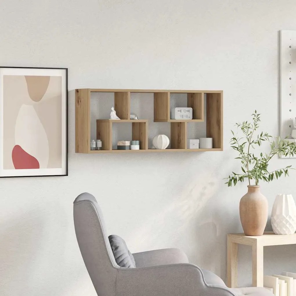 kézműves tölgyfa fali polc 36 x 16 x 90 cm redőzött fa