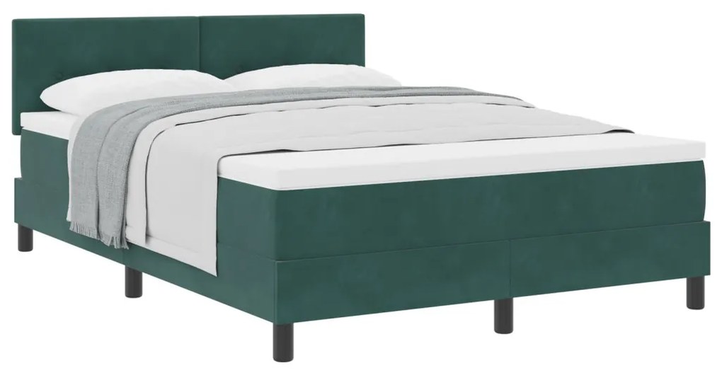 Boxspring Ágy Matracmattal Sötét Zöld 160x200 cm Bársony