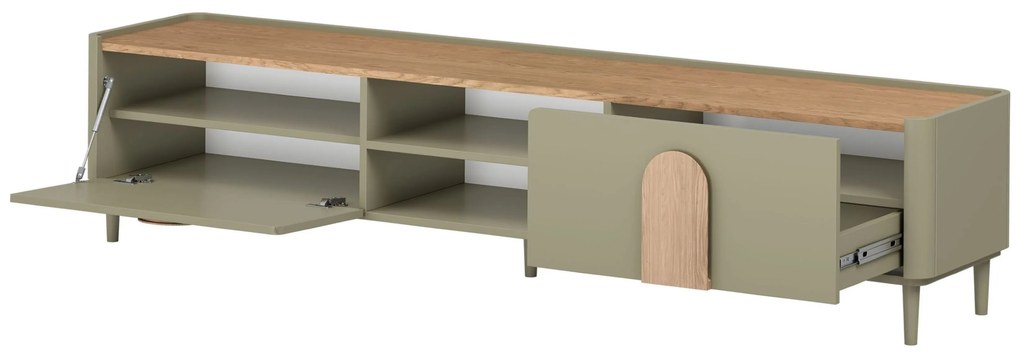 Amilio RTV szekrény 220 cm - eukaliptusz / baltic tölgy / natúr tölgy fogantyú