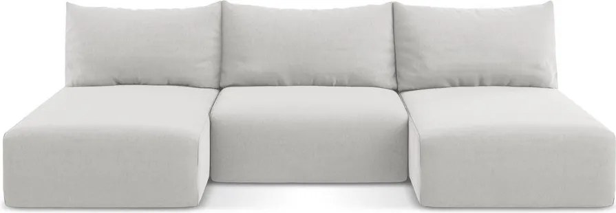 Világosszürke bársony kinyitható-tárolóhelyes (U alakú) sarokkanapé Kalena – Makamii