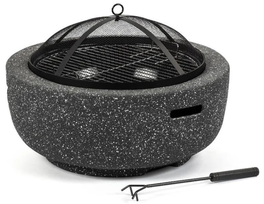 Fieldmann - Hordozható fa tábortűz rostéllyal antracit