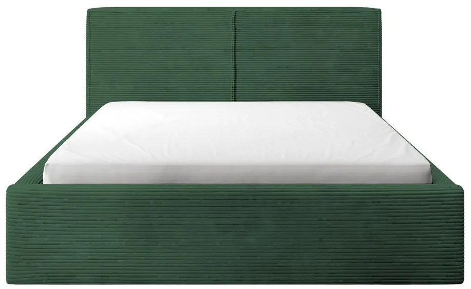 Franciaágy 140 cm Fatime (ágyráccsal) (tárolóhellyel) (sötétzöld + fekete). Akció -15%. 1099184