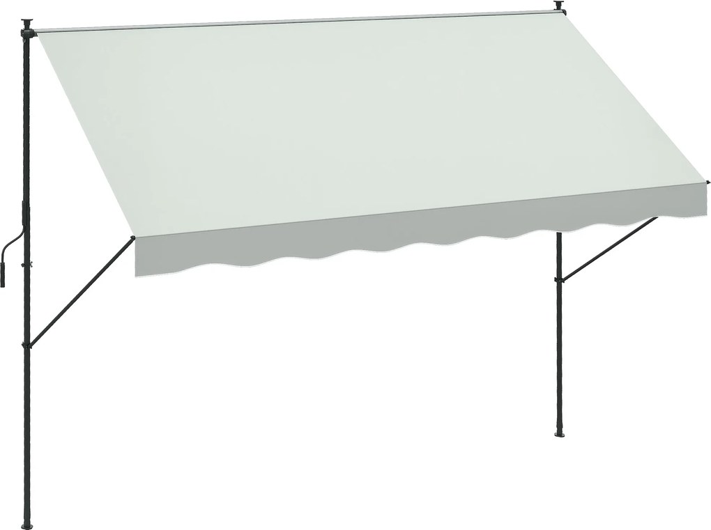 Outsunny Kihúzható Kézi Napernyő 3x1.75 m Kültéri Terasznápernyő Magasságállítás Karral 210-310 cm Fúrás Nélkül Balkonra Kertbe Krém | Aosom