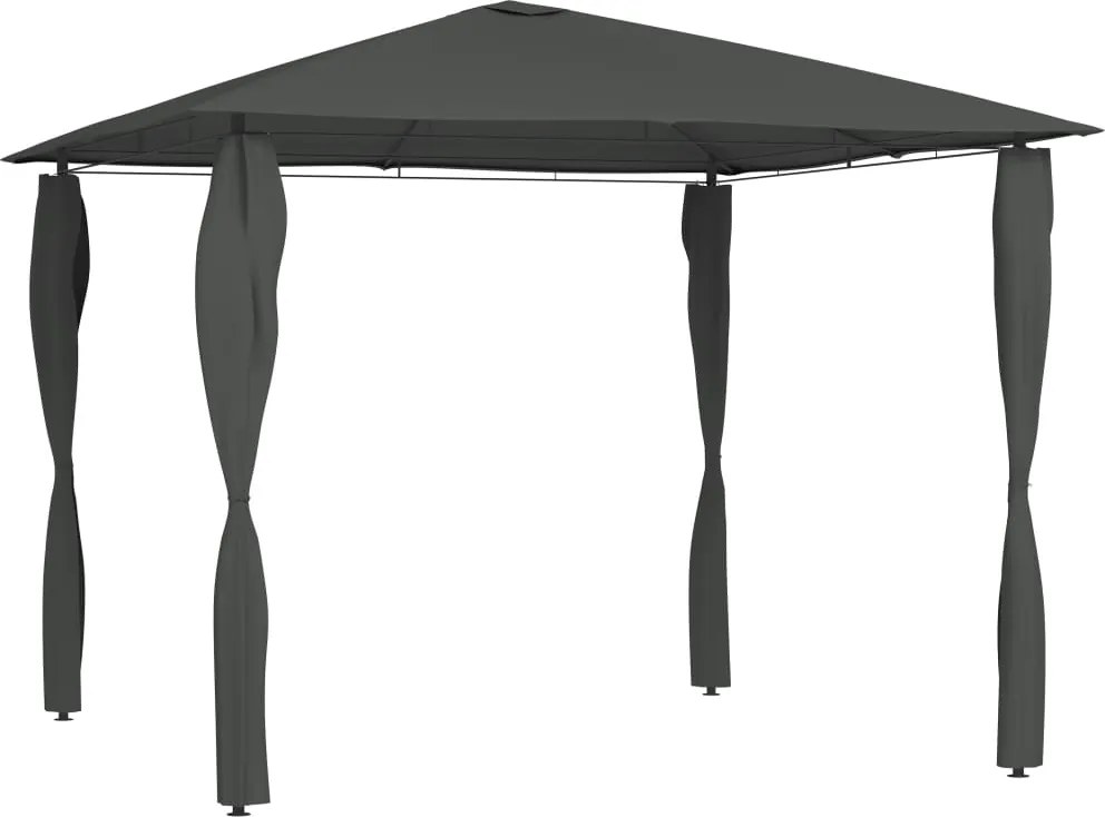 vidaXL antracitszürke pavilon oszlop takarókkal 3 x 3 x 2,6 m 160 g/m²