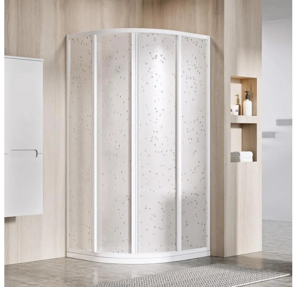 Ravak 3114O10211 - Negyedköríves, négyrészes SUPERNOVA zuhanykabin 80x80 cm fehér