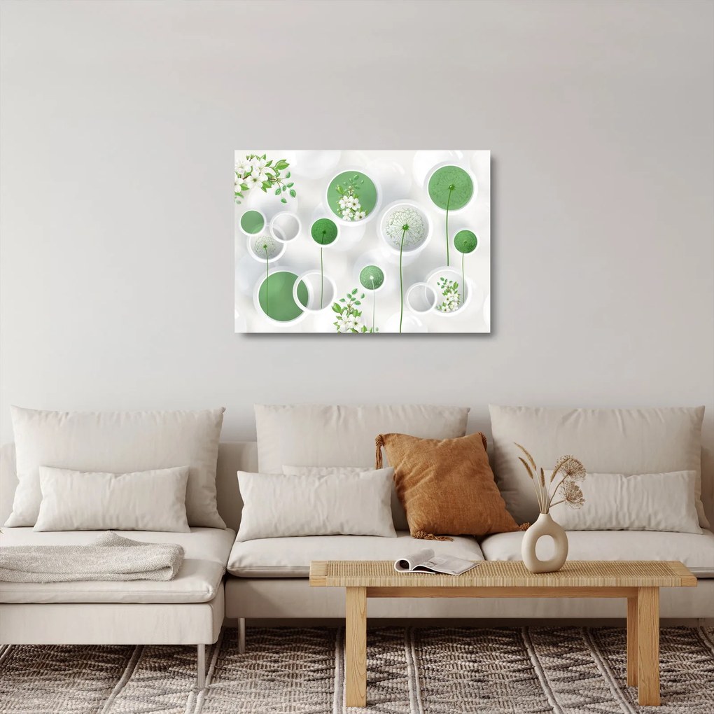 Kép - Virágok körben (üvegen) (70x50 cm)
