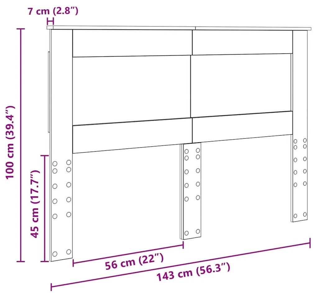 Fejtámla fejtámlával Beton Szürke 140 cm Faanyag