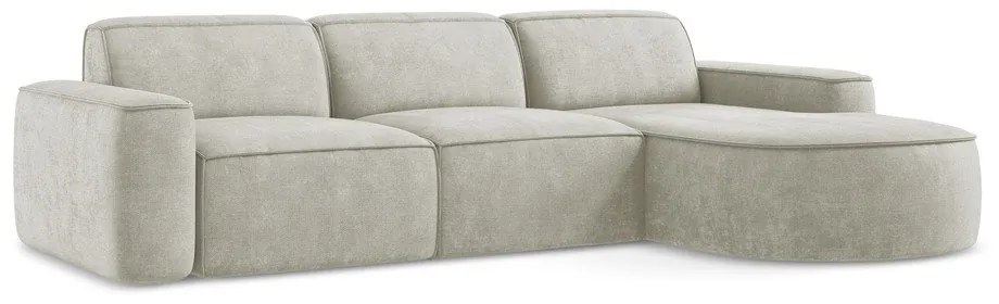 Krémszínű zsenília sarokkanapé (jobb oldali-heverő résszel) Omao – Makamii