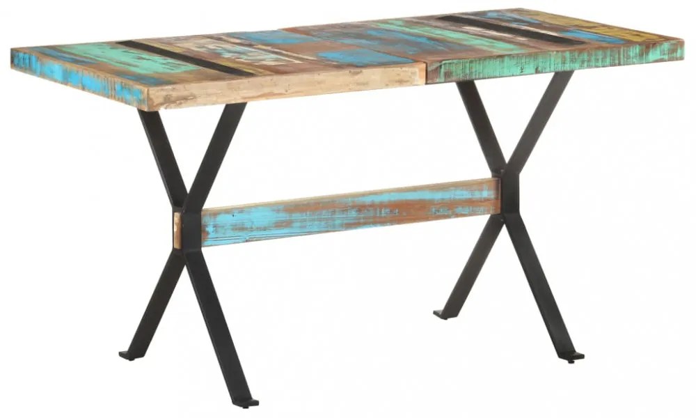 tömör újrahasznosított fa étkezőasztal 140 x 70 x 76 cm