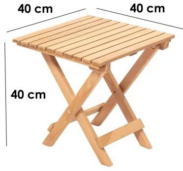 Kerti asztal 40x40 cm bükkfából