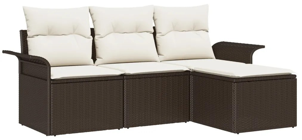 Kerti Kanapé Szett párnával tárolóval 4 pcs Barna Poli rattan