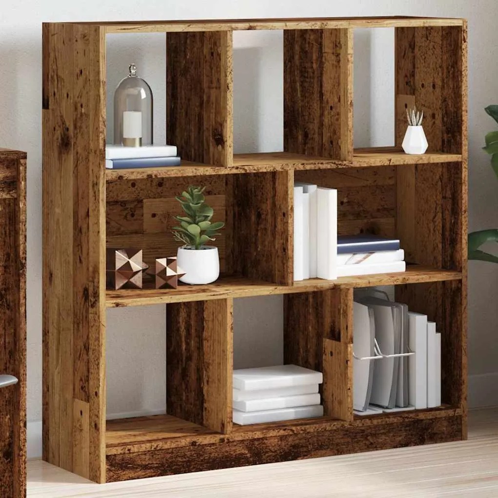 antik fa színű szerelt fa könyvszekrény 97,5 x 29,5 x 100 cm