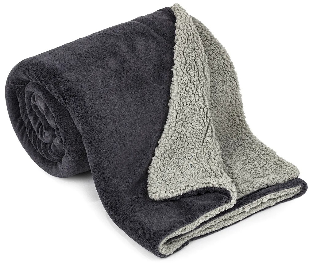 4Home gyapjú hatású pléd világosszürke/antracit, 150 x 200 cm