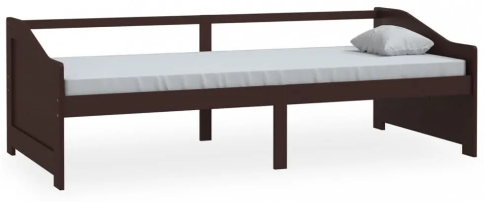 sötétbarna 3 személyes tömör fenyőfa kanapéágy 90 x 200 cm