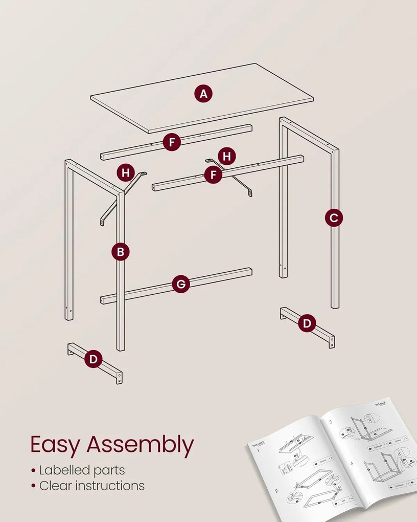 Íróasztal 100 × 50 × 76 cm karamell barna–fekete színben