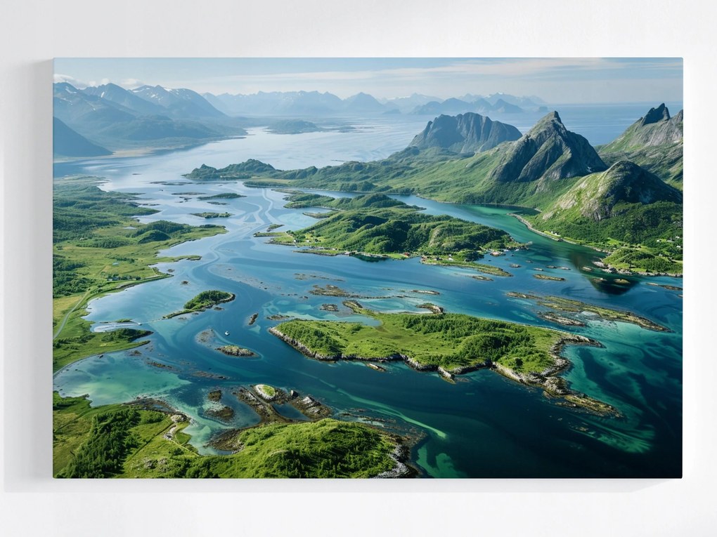 Poszter Norvégia Fjordok Hegyek Tenger Panoráma Szigetek 120x80