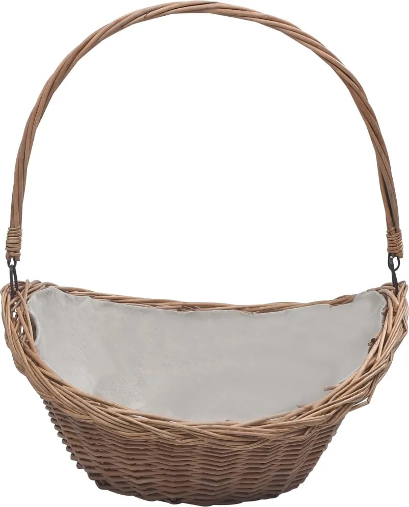 vidaXL barna fűzfa tűzifatároló kosár fogantyúval 57 x 46,5 x 52 cm