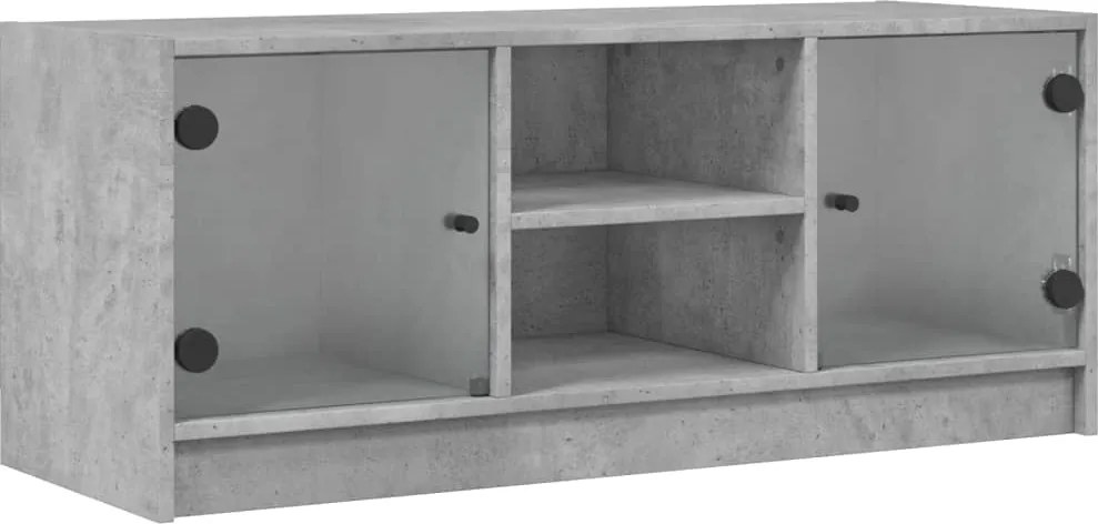 vidaXL betonszürke TV-szekrény üvegajtókkal 102 x 37 x 42 cm