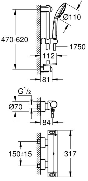 GROHE 34195001 - GROHTHERM 2000 termosztátos csaptelep EUPHORIA 110 szettel, króm