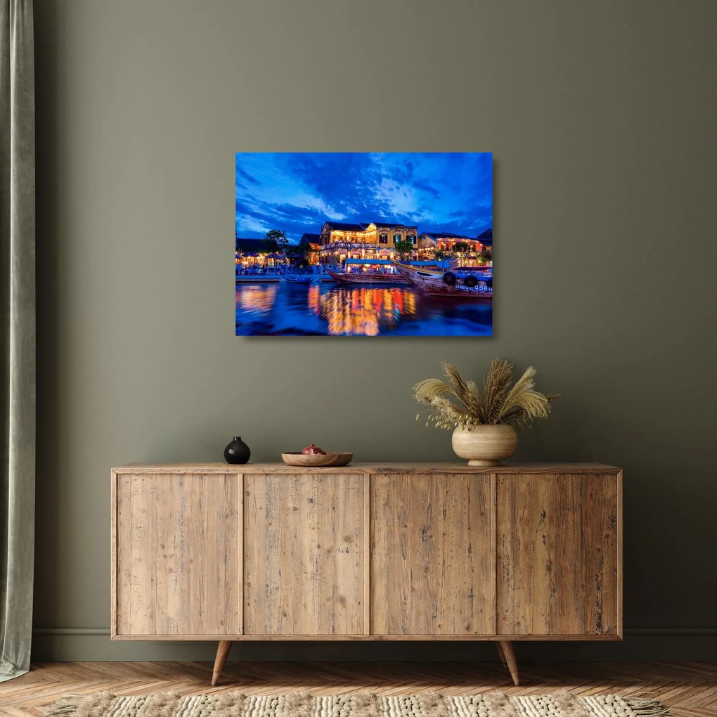 Egy kép Hoi An éjszakai városáról, Vietnam (üvegen) (70x50 cm)