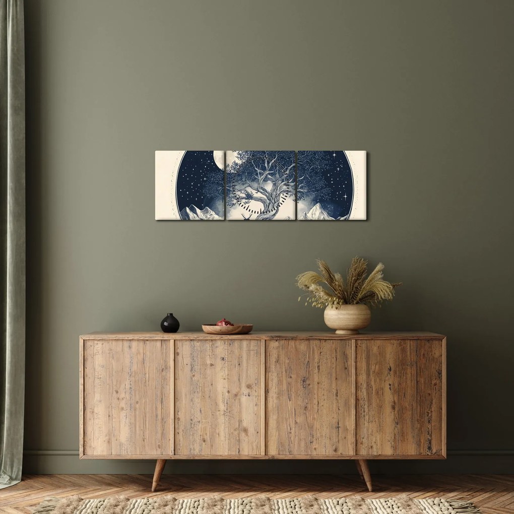 Kép – Mágikus fa szarvassal I. (órával) (90x30 cm)