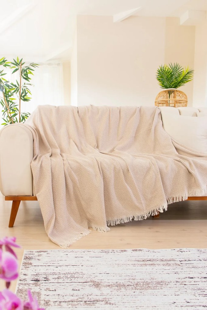 Woven Cozy kanapévédő 170 × 200 cm, bézs