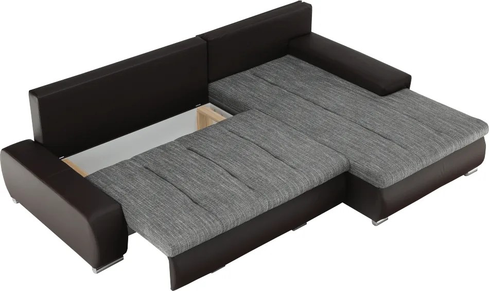 Sarokülőgarnitúra, barna/szürkésbarna melír, TRAMP