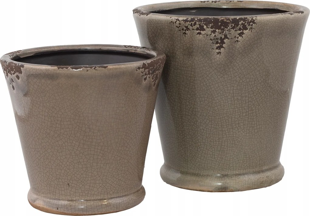 2 db Lobi kerámia virágtartó barna retro
