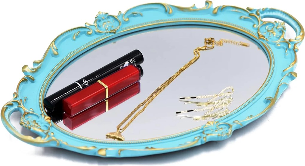 Dekoratív tálca tükör patera Vintage ékszer rendszerező