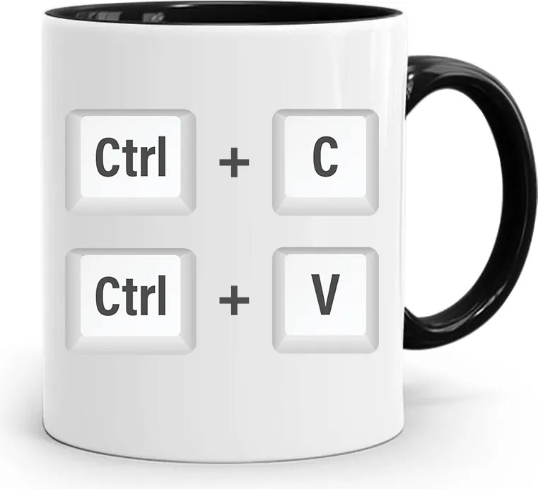 Fekete Bögre Ajándék Ctrl+c Ctrl+v Grafikusoknak fényképes nyomtatással