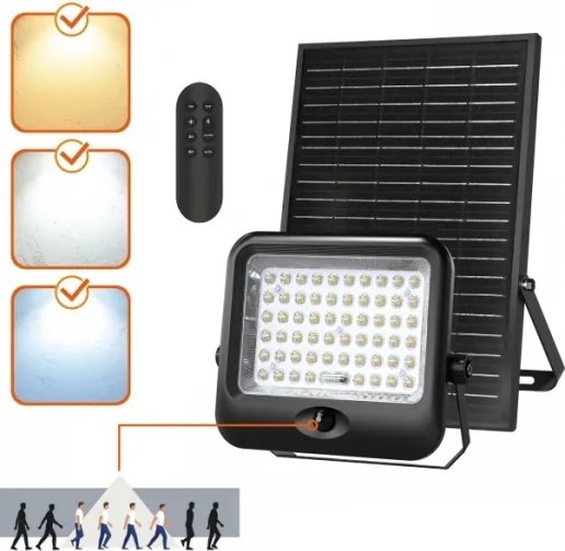 LED napelemes reflektor mozgásérzékelővel MHCS LED/35W/3,2V IP65 15000 mAh + távirányító