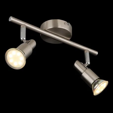 Globo 57385-2 Fali lámpa, LED reflektor, fém nikkel matt, fém krómozott, HxSzxM: 270x80x110mm, 2x GU10 LED 3W 230V izzókkal, 250lm forrás, 250lm kimenet, 3000K