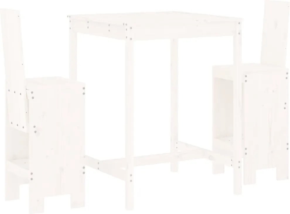 vidaXL fehér 3 részes tömör fenyőfa kerti bárszett