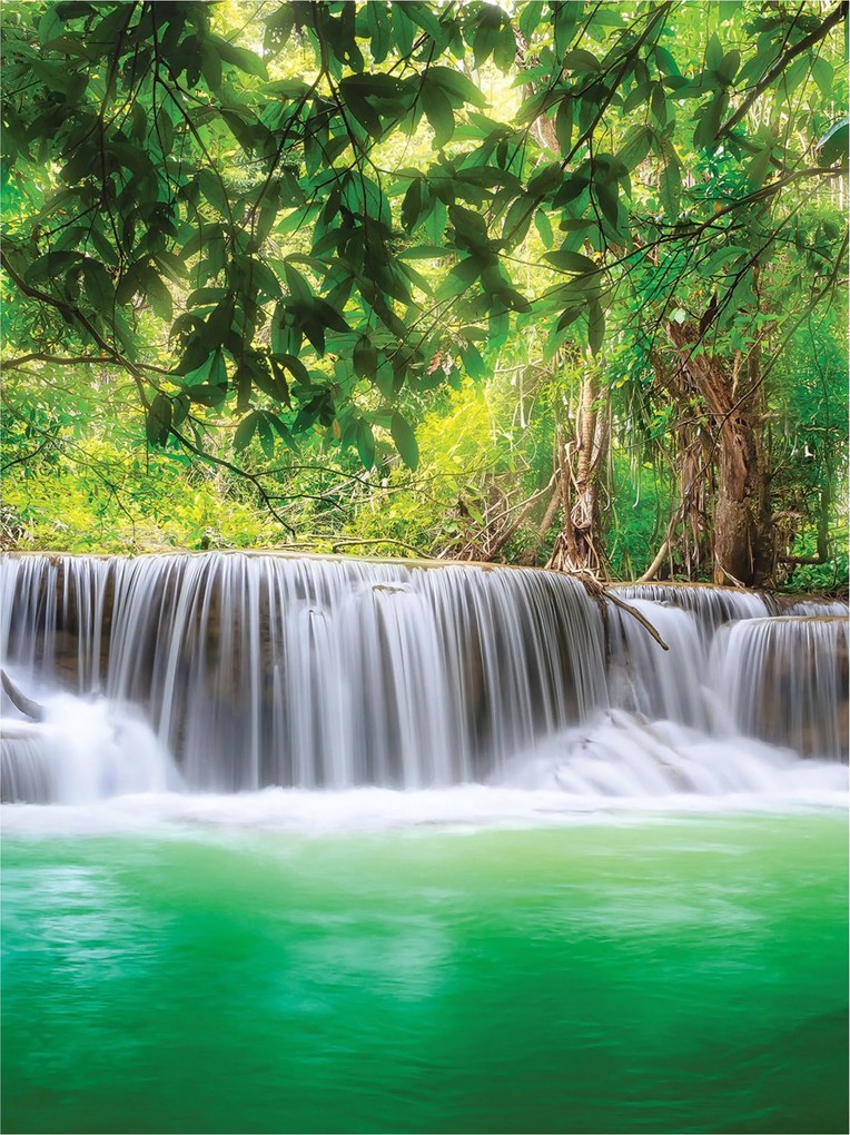 Fotótapéta flizelina Trópusi vízesés pihenés dzsungel erdő 206x275 +ragasztó