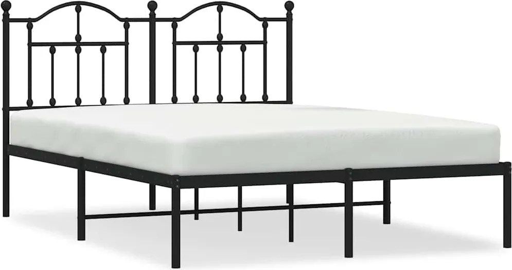 vidaXL fekete fém ágykeret fejtámlával 135 x 190 cm