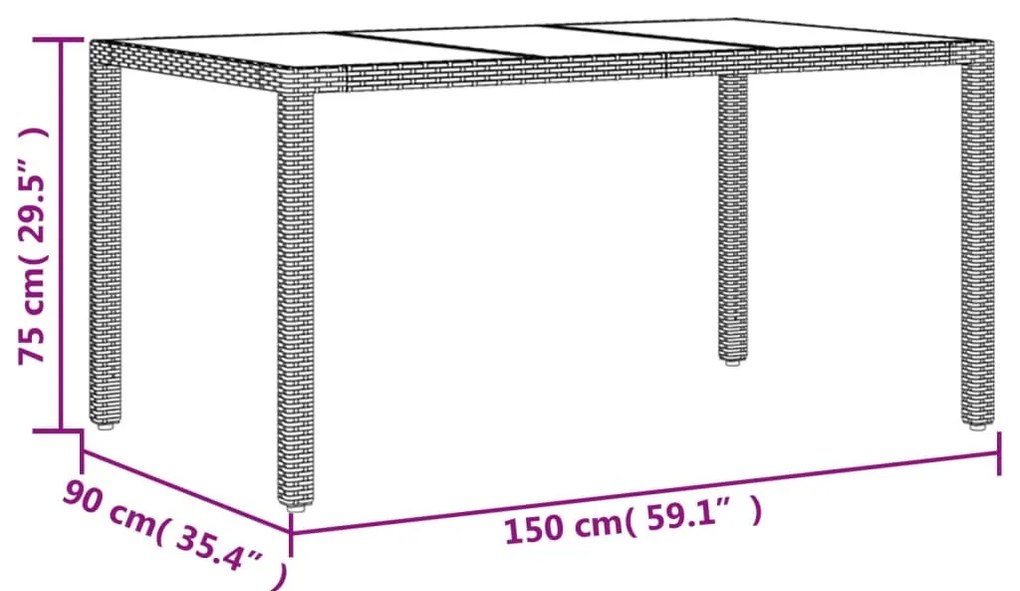 7 részes fehér polyrattan/üveg kerti étkezőgarnitúra párnával