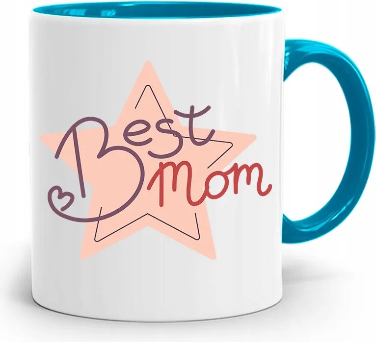 Kék Bögre Anyukáknak Best Mom Ever Ajándék fényképes nyomattal