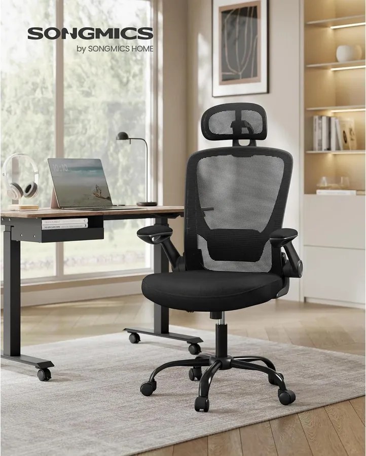 Ergonomikus irodai szék, forgószék hálós háttámlával, fekete színben