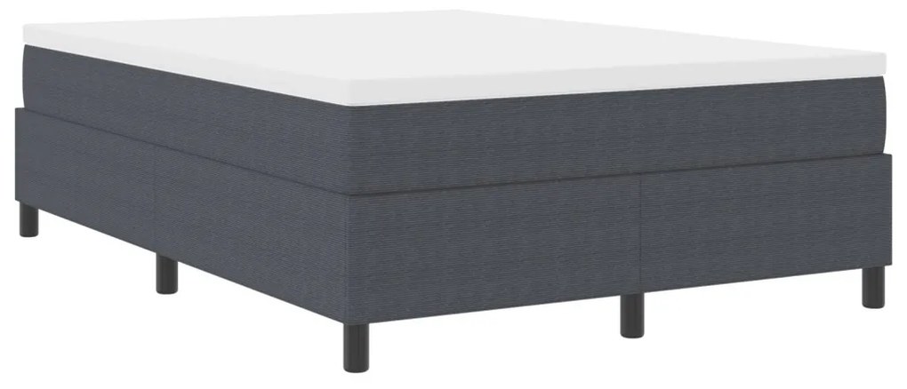 Boxspring Ágy Sötétszürke 140x200 cm Bordás Szövet