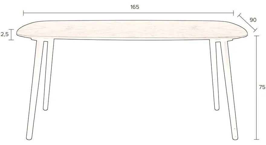 Étkezőasztal diófa dekoros asztallappal 90x165 cm Clover – Dutchbone