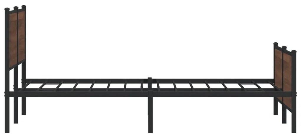 barna tölgy színű fém ágykeret matrac nélkül 180 x 200 cm